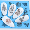 4pcs Black Lace Christmas Stickers For Nail Art Xmas Tree Deer Design Water Decals Transfer Slider Manicure Tools