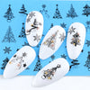 4pcs Black Lace Christmas Stickers For Nail Art Xmas Tree Deer Design Water Decals Transfer Slider Manicure Tools