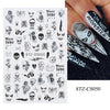 Halloween 3D Stickers Nail Decals Skull Joker Monster Nail Art Designs Adhesive Wraps Foil Decor Manicure Sliders