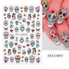 Halloween 3D Stickers Nail Decals Skull Joker Monster Nail Art Designs Adhesive Wraps Foil Decor Manicure Sliders