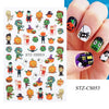 Halloween 3D Stickers Nail Decals Skull Joker Monster Nail Art Designs Adhesive Wraps Foil Decor Manicure Sliders