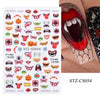 Halloween 3D Stickers Nail Decals Skull Joker Monster Nail Art Designs Adhesive Wraps Foil Decor Manicure Sliders