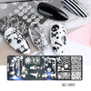 Skull Nail Art Stamping Plate Spider Web Pumpkin Image Printing Template Halloween Nail Designs Stencil Stamp Tools
