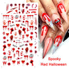 Red Halloween 3D Nail Sliders Scary Bloody Hand Lips Nail Art Design DIY Gel Stickers Decal Autumn Manicure Decoration