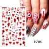 Red Halloween 3D Nail Sliders Scary Bloody Hand Lips Nail Art Design DIY Gel Stickers Decal Autumn Manicure Decoration