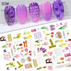 Christmas Elk Snowflakes Adhesive 3D Nail Stickers New Blood Hand Footprint Skull Head Bat Easter Halloween Slider Decals Decor