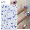 Klein Blue Abstract Face Nail Art Manicure Decals Cool Boy Halloween Element Adhesive Sliders Man Nail Sticker Decor