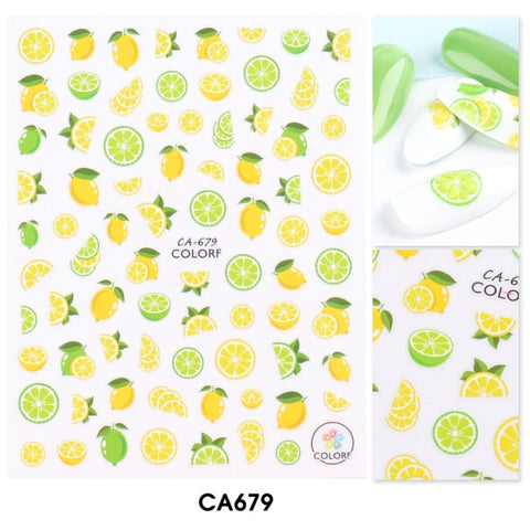 3D Lemon Pineapple Nail Art Yellow Stickers Nail Decals Winter Adhesive Colorful Fruit Papaya Manicure Slider Foil