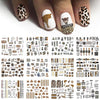 12pcs Nail Art Accessories Watermark Stickers Leopard Print Flowers English Letters Decoration Set Sexy Decals Sliders For Nails