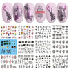 12pcs Nail Art Accessories Watermark Stickers Leopard Print Flowers English Letters Decoration Set Sexy Decals Sliders For Nails
