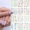 12pcs Geometric Nail Sliders Water Sticker Set Animal Deer Watercolor Ink DIY Manicure Design Nail Art Decals Foil