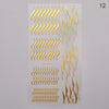 1PC Silver Gold Lines Stripe 3D Nail Sticker Geometric Waved Star Heart Self Adhesive Slider Papers Nail Art Transfer Stickers