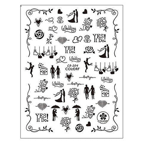 Flowers Letters Rose 3D Stickers For Nail Sticker Set Decals Art Tip Nail Accessories Decoration Manicure Sliders Love Design