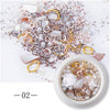 Nail Art Mixed Shiny Glitter Hollow Alloy Metal Frame Beads Rhinestone Decoration Shell Flatback Rivet 3D DIY Accessories