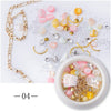 Nail Art Mixed Shiny Glitter Hollow Alloy Metal Frame Beads Rhinestone Decoration Shell Flatback Rivet 3D DIY Accessories