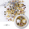 Nail Art Mixed Shiny Glitter Hollow Alloy Metal Frame Beads Rhinestone Decoration Shell Flatback Rivet 3D DIY Accessories