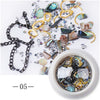 Nail Art Mixed Shiny Glitter Hollow Alloy Metal Frame Beads Rhinestone Decoration Shell Flatback Rivet 3D DIY Accessories