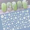 Lovely White Flowers Nail Art  Adhesive Stickers for Nails Cute Paper Parts With Avocado Direct Paste Decals Designs Manicure