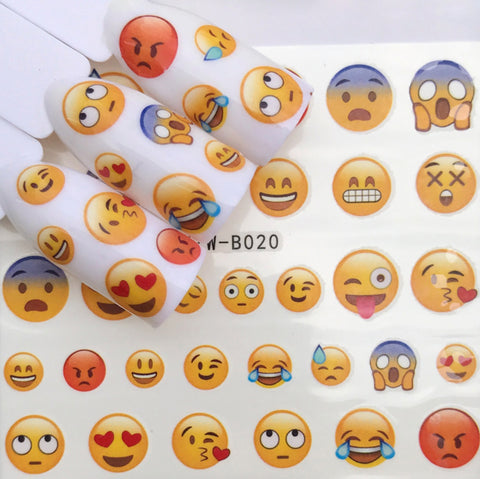 1pc Water Transfer Nail Stickers Decals Nail Art Cartoon Emoticons and Animal Patterns 6.4cm*5.2cm