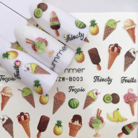 1pc Water Transfer Nail Stickers Decals Nail Art Cartoon Emoticons and Animal Patterns 6.4cm*5.2cm