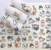 1pc Water Transfer Nail Stickers Decals Nail Art Cartoon Emoticons and Animal Patterns 6.4cm*5.2cm