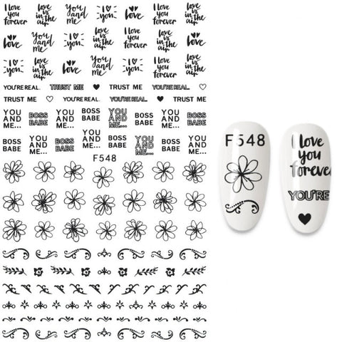 Inscriptions Nail Sticker English Words Letters Sentences Design Nail Art Decorations Manicure Designer Stickers for Nails