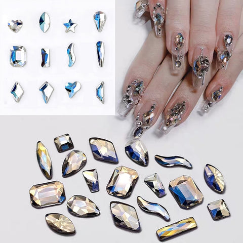 Nail Art Rhinestone Moonlight Stone Mixed Shape  Flat Back Shiny DIY 3D Trendy Fingernail Accesories 12 Styles