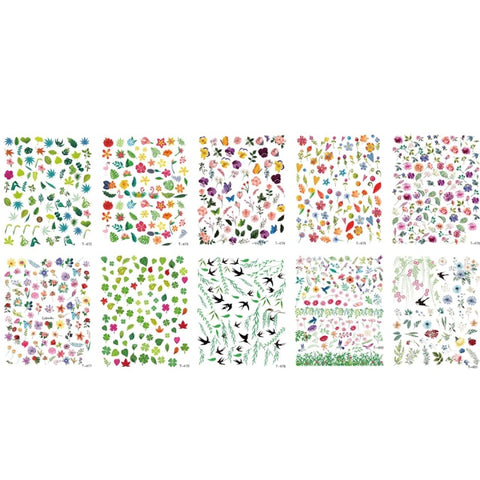 4/10Pcs Poker Nail Art Stickers Green leaf Playing Cards Flower Self-adhesive DIY Nail Decals Manicure Decorations Accessories