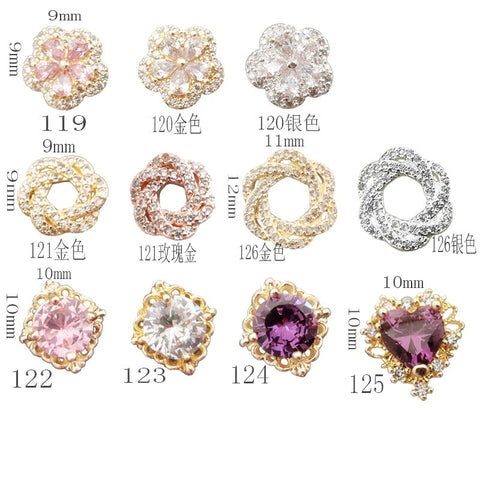 5pcs/lot Korea luxury Zircon Nail Art Parts Alloy Kawaii Accessories Glitter Rhinestone Decoration Charm Nail Material Supplies