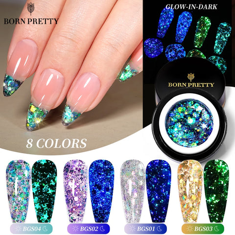 BORN PRETTY Glitter Sequins Nail Gel Shiny Glitter Gel Nail Polish 5g Semi Permanent Gel Varnish For Manicure Nail Art Design