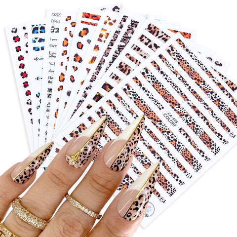 1pcs Popular Leopard 3D Sliders For Nail Art Decorations Cute Animal Print Sticker Decal Polish Manicure Tattoo Tips