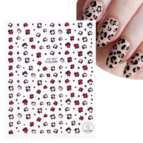 1pcs Popular Leopard 3D Sliders For Nail Art Decorations Cute Animal Print Sticker Decal Polish Manicure Tattoo Tips