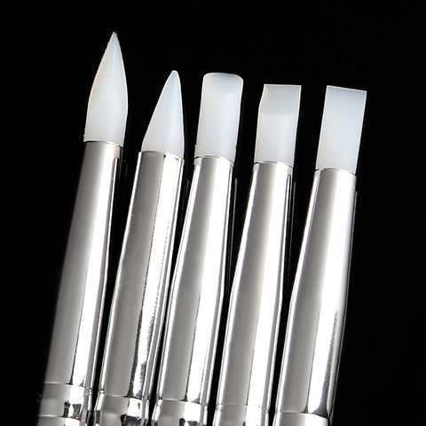 5 Pcs Nail Carving Brushes Professional Silicone Soft Head Nail Art Design stamp Pen Nail Brush Set Beauty DIY Tools