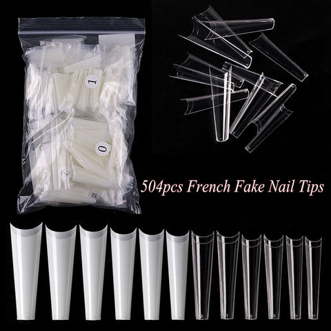 504pcs Extra Long Square False Nail Tips Nails Manicure Nail Art Decoration Tools Artificial Acrylic Fake Nails