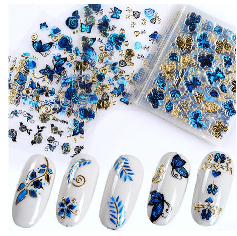 30PC 3D Bronzing Nail Sticker Flower Love Fruit Cake Red Lips Valentine's Day Style DIY Nail Art Applique Decoration Accessories