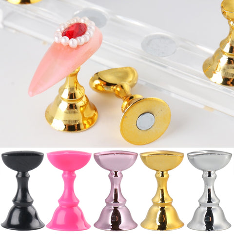 5pcs Magnetic Nail Holder Practice Training Display Stand Plastic Rack False Nail Art Tips Accessory Manicure Salon Tools