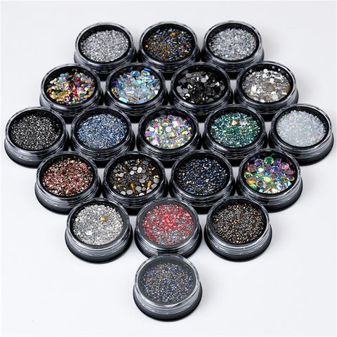 Nail Art Accessories Stud Glitter Rhinestone Crystal Gem Bead 3D Tips DIY Design Decoration Acrylic UV Gel Manicure Tools
