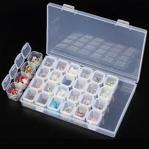 28/56 Slot Transparent Plastic Storage Box Diamond Painting Accessory Tool Nail Art Clear Rhinestone Jewelry Bead Case Organizer