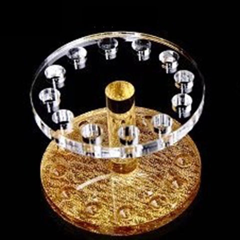 Professional Heart Round  Makeup Nail Art 12 Holes Acrylic Gel Nail Brush Pen Holder Gold Rest Stand Display Brushes