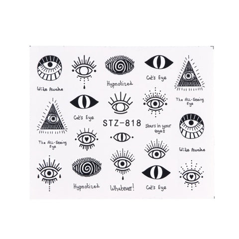 1pc Eye Series Water Transfer Slider for Nail Art Decorations Charming Sticker Nail Manicure Tattoos Foil Decals